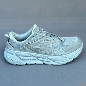 Hoka One One Clifton L Suede Grey Walking & Training Shoes Women's 6.5/Men's 5.5